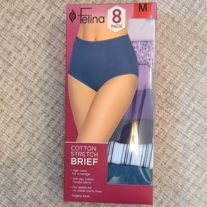 NWT'S - FELINA - Cotton Stretch Brief - 8 Pack - Soft, High Waist - Size M & L